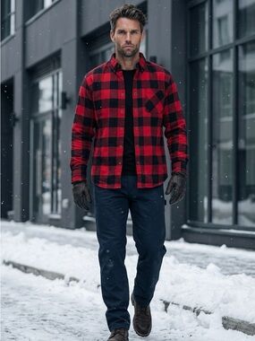 Original Weatherproof Vintage Shirt Mens SM Buffalo Check Flannel L/S Black Red